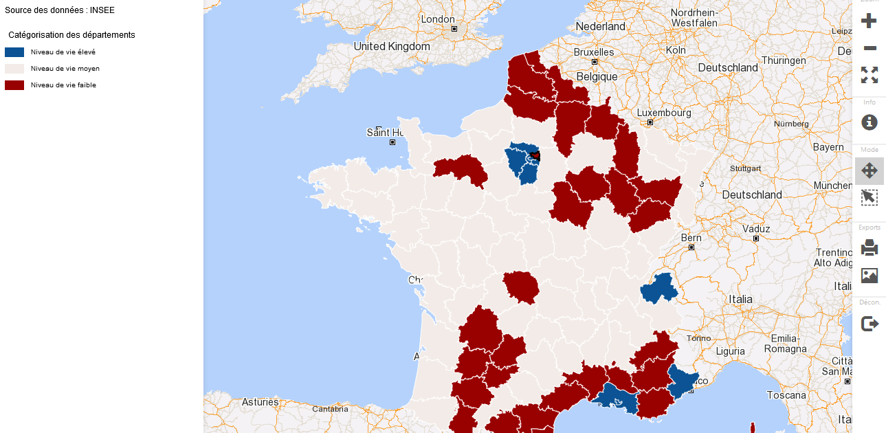 Analyse geographique des inegalites : categorisation des departements