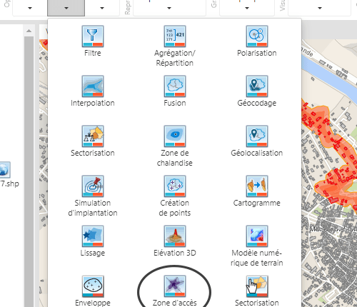 Le module Zone d'accès présent dans Cartes & Données
