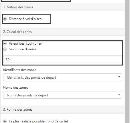 Calcul des zones buffer dans cartes & données