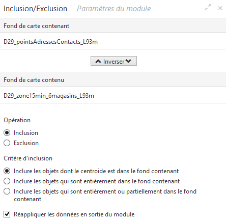 Paramétrage du module inclusion de Cartes & Données