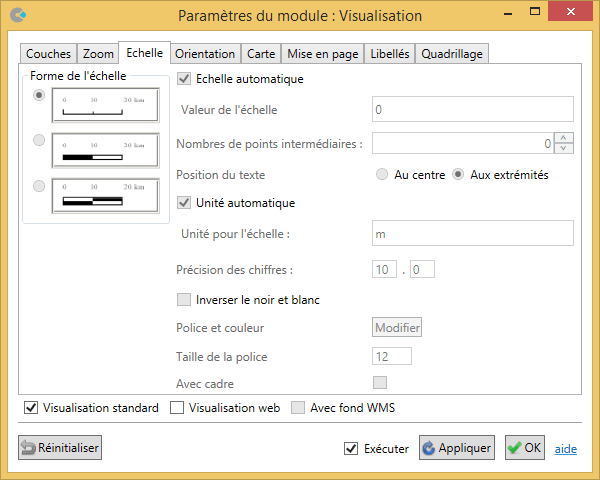 Paramètrage de l'échelle dans le module de visualisation