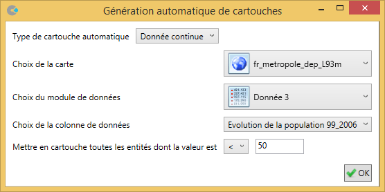 Génération de cartouches dans Cartes & Données