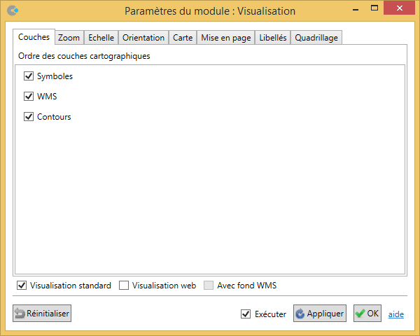 Paramètres du module Visualisation de Cartes & Données