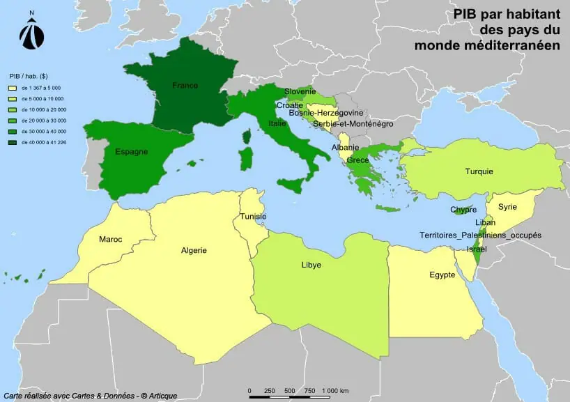 Répartition du PIB par habitant dans Cartes & Données