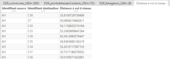 Calcul de la distance à vol d'oiseau dans Cartes & Données