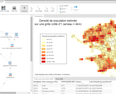 Visualisation du module Grille dans le logiciel Cartes & Données