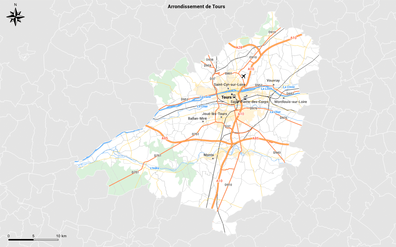 Carte du réseau routier avec habillage personnalisé