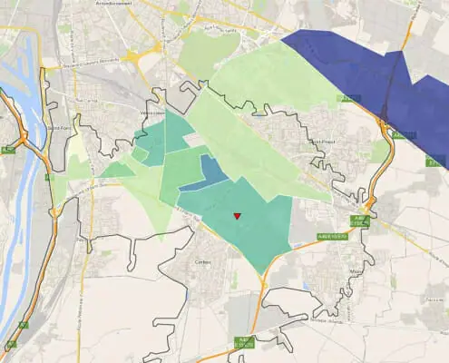 Zone d'influence d'une agence à Lyon