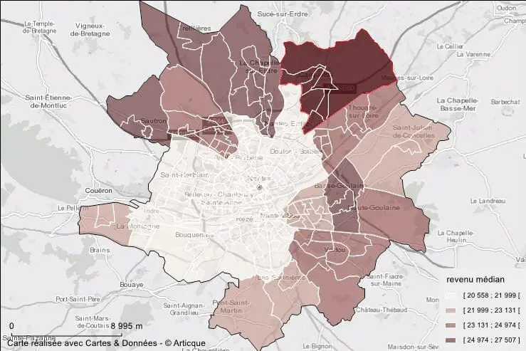 Cartographie du revenu médian à Nantes