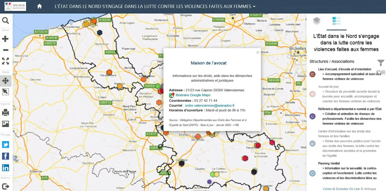 Carte de la drjscs sur les violences faites aux femmes avec la maison de l'avocat