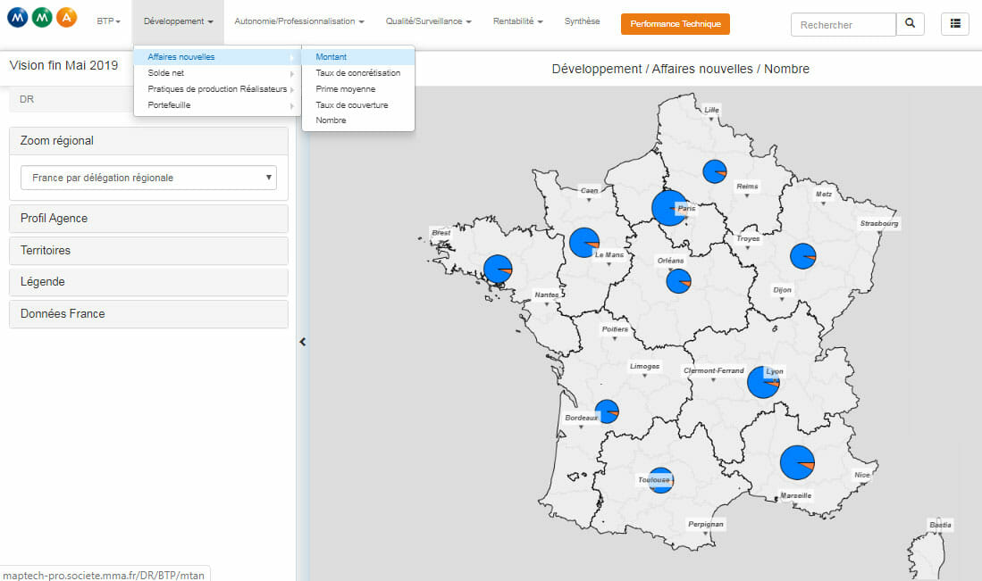 Aperçu de l'application MMA MapTech Pro