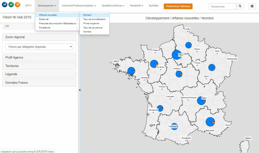 Aperçu de l'application MMA MapTech Pro