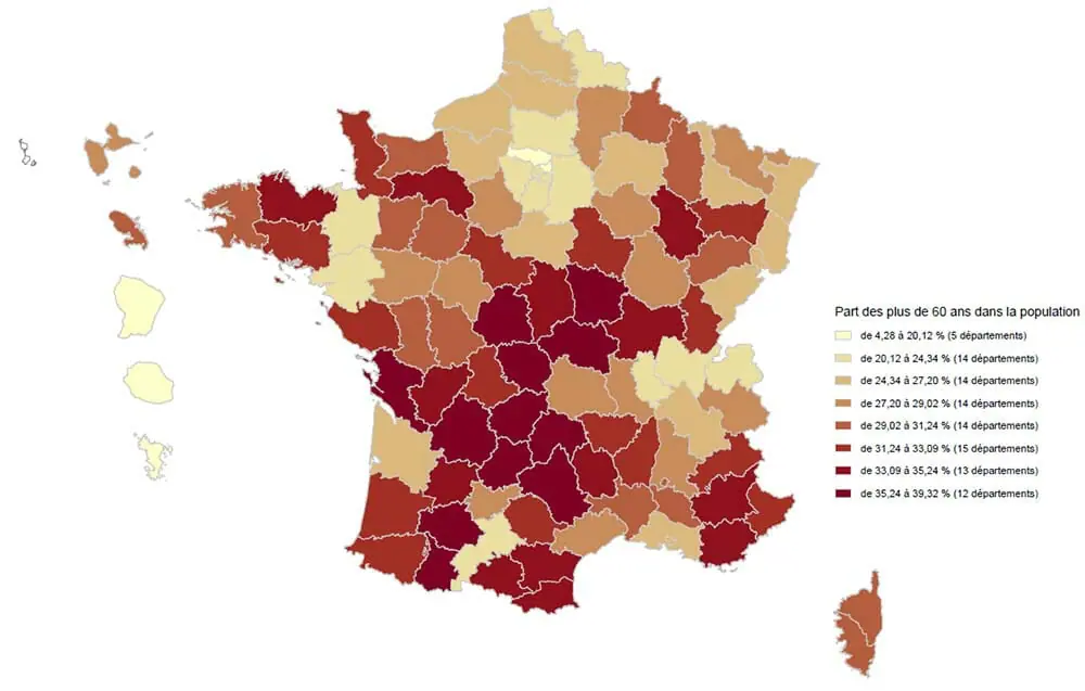 Proportion des plus de 60 dans la population française