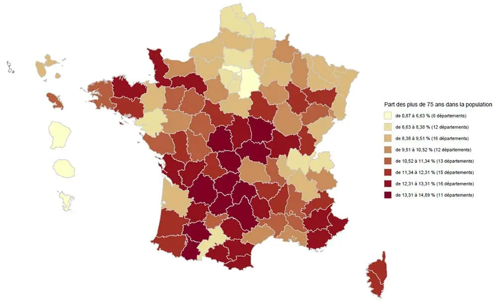 Proportion des plus de 75 dans la population française