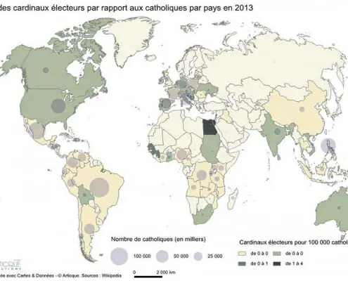 Devenir cartographe : la part des cardinaux électeurs par pays en 2013