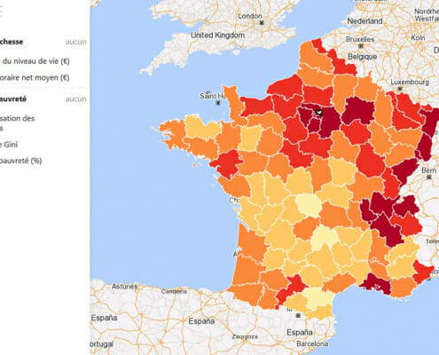 Cartographie de la médiane du niveau de vie en France