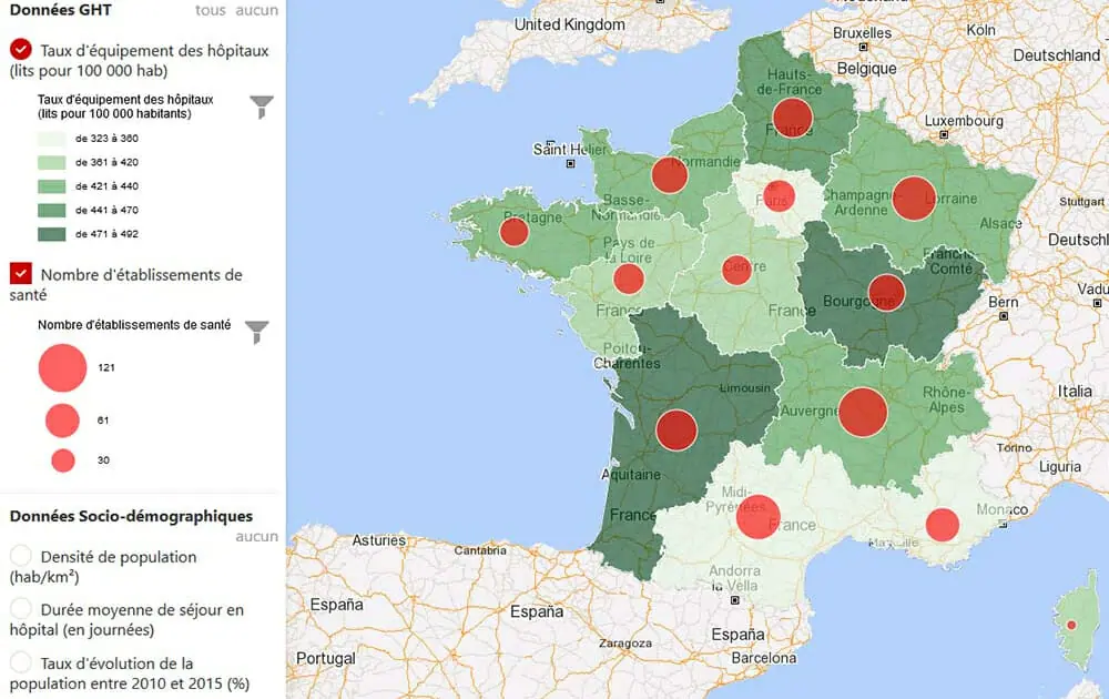 Géomarketing : cartographie des données de santé et socio-démographiques