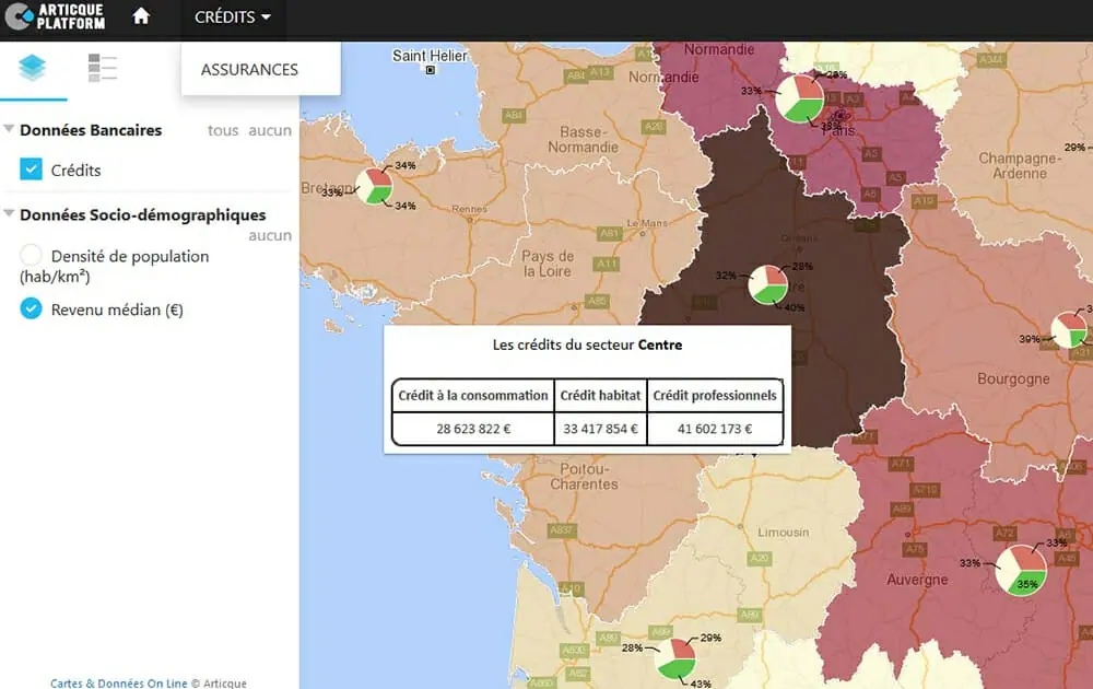 Géomarketing : Répartition des données de crédits par région