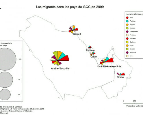 Cartographie des migrants dans les pays du golfe en 2009
