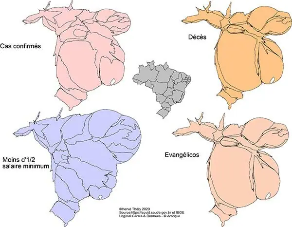 Cartes en anamorphose du bresil