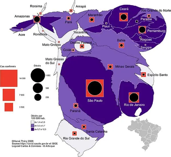 La population du Brésil et le coronavirus