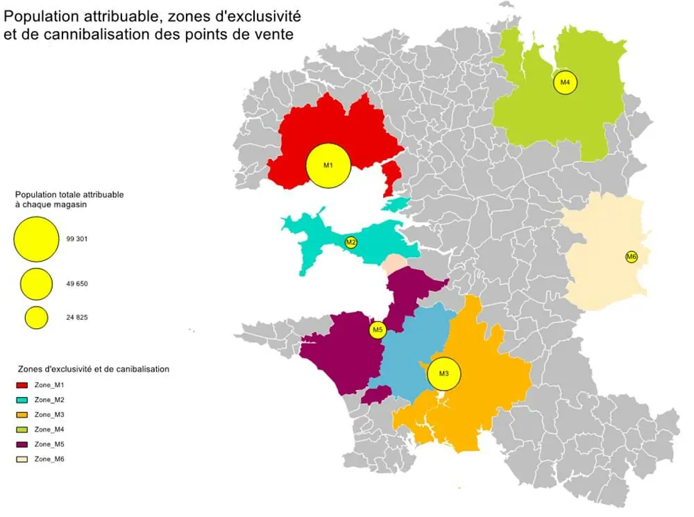 Courbes isometriques d’une zone de chalandise