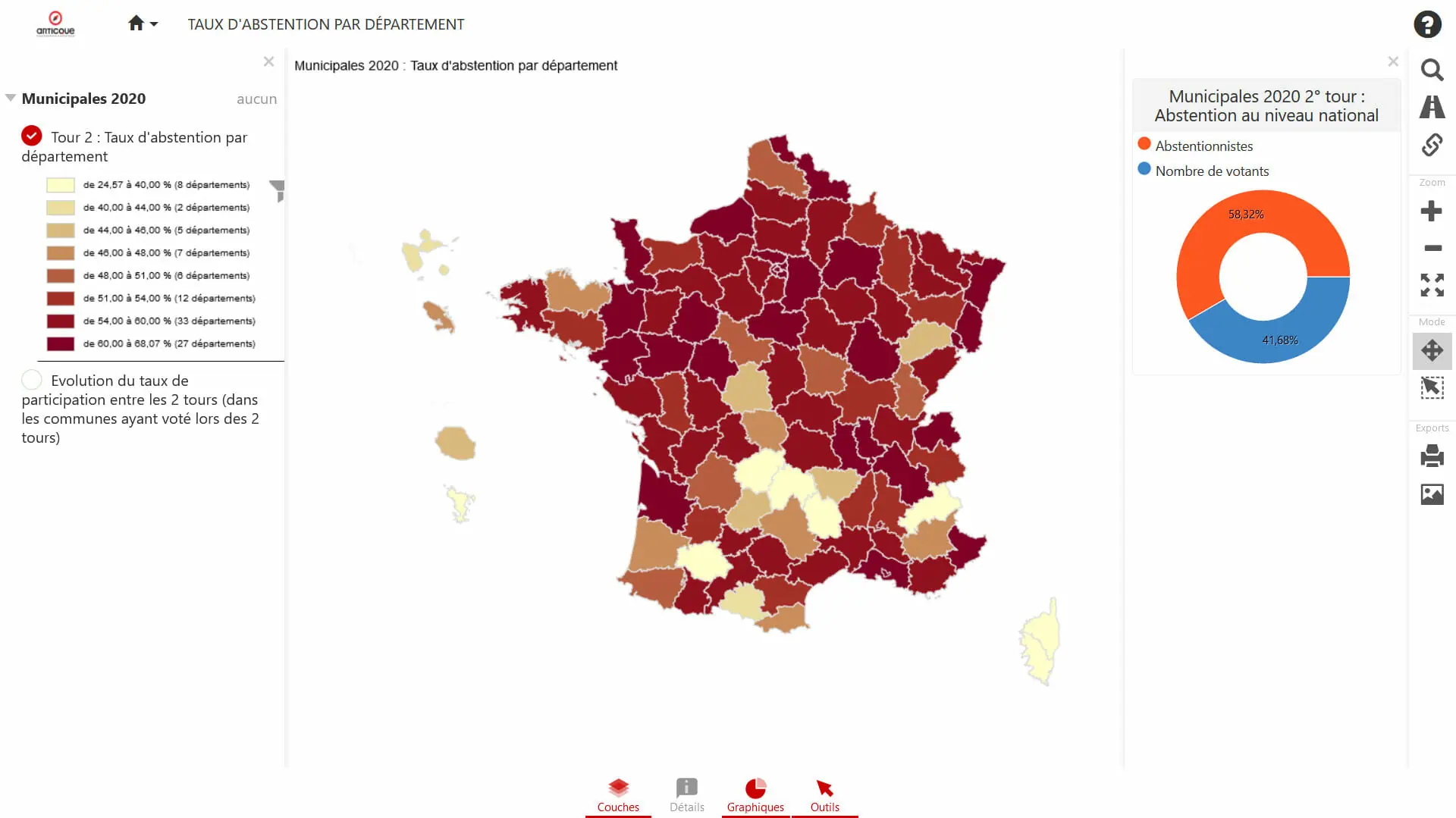 Carte du premier tour de l'election municipale 2020