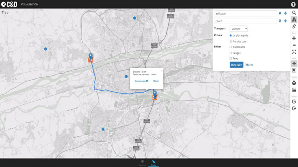 Visualisation d'une carte dans le logiciel articque
