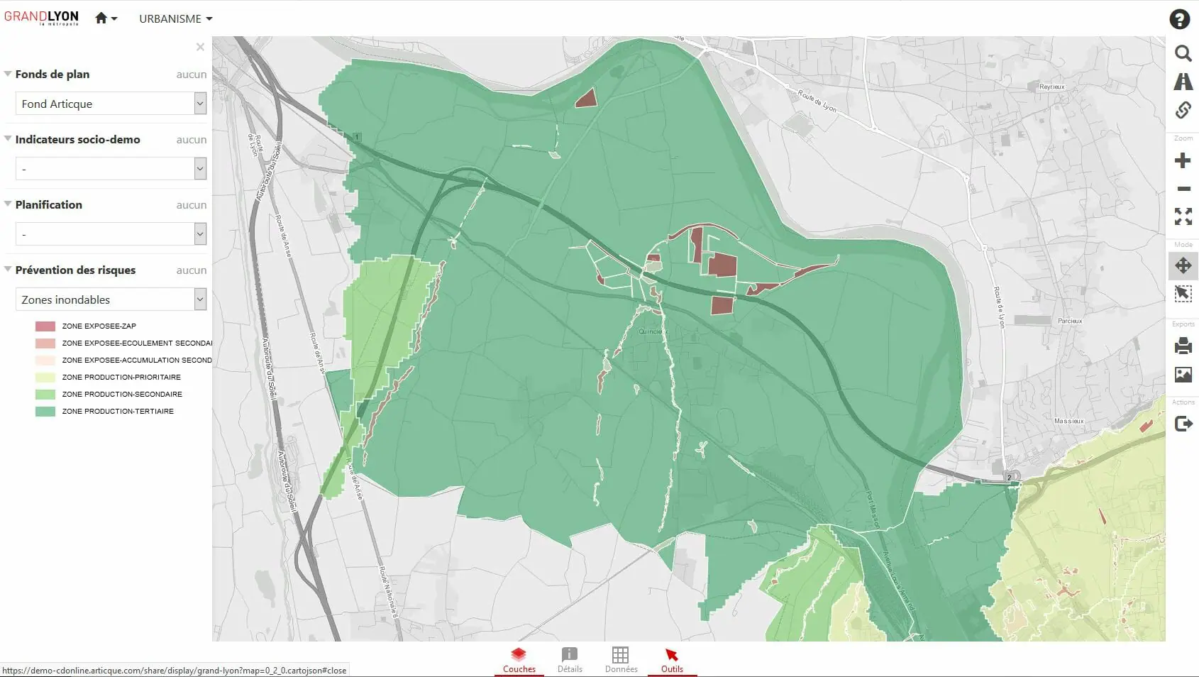 carte des risques naturels et technologiques de la métropole du Grand Lyon