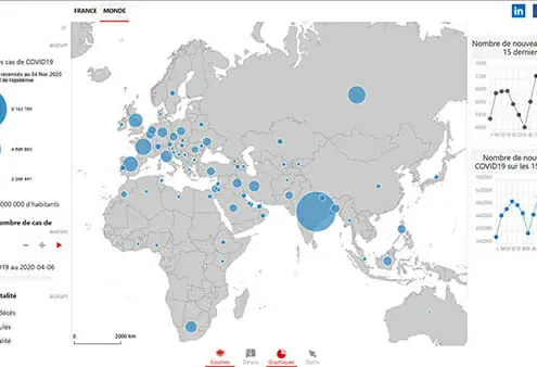Carte thematique : l'epidemie du coronavirus dans le monde