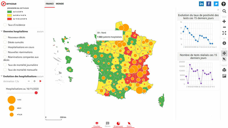 Atlas Covid 19 d'Articque Atlas Covid 19 : vue France