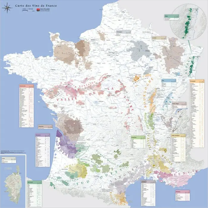 Carte des vins de France par Blay-Foldex