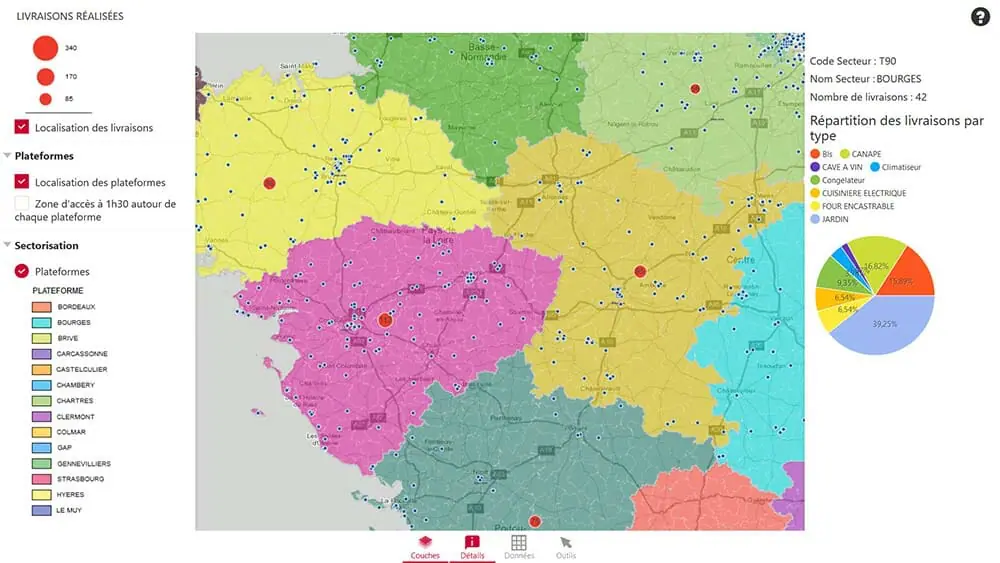 Répartition des livraisons réalisées dans l’ouest de la France