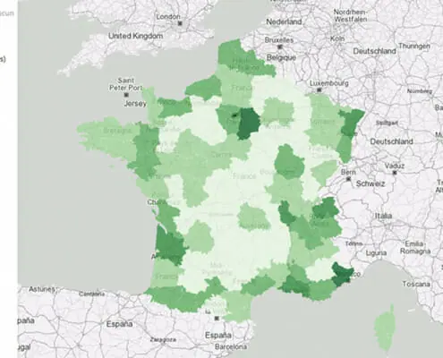 carte du nombre de nuitees pour le departement de l'allier