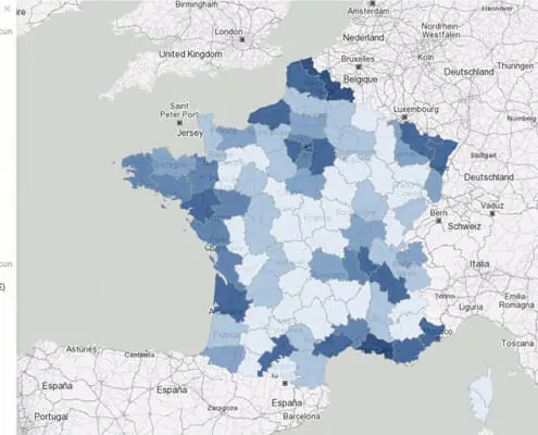 Les tranches d'age de la population francaise par departement