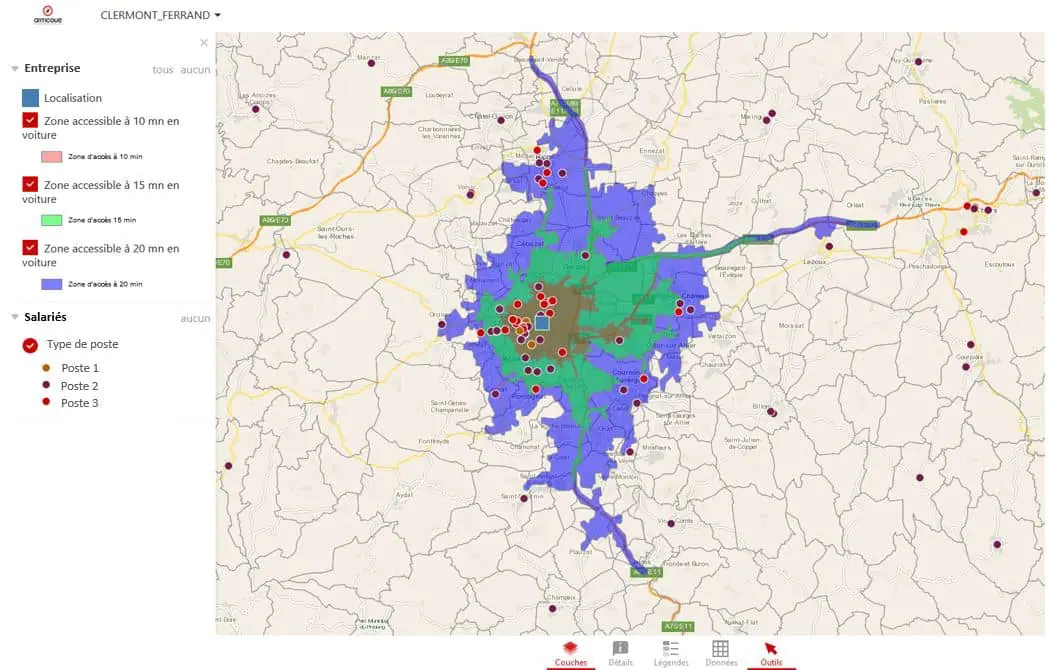 localiser les salaries a proximite d’un site