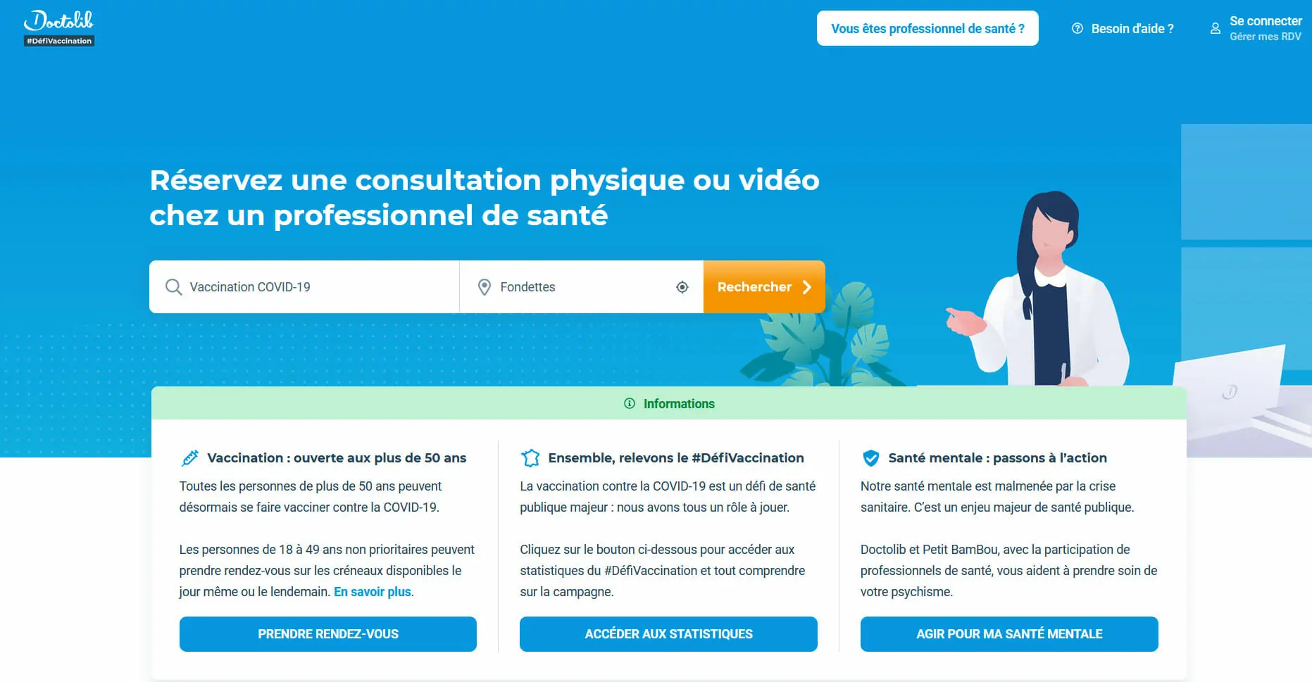 inscription a la vaccination sur doctolib