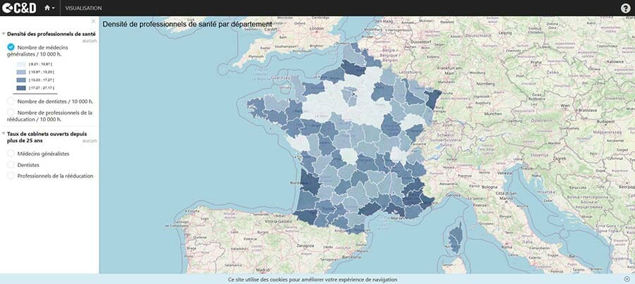 Densité des médecins généralistes en France