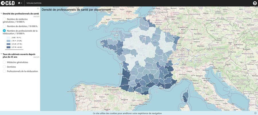 Densité des professionnels de la rééducation 