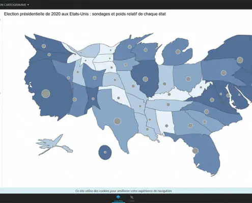 service de cartographie : carte en anamorphose