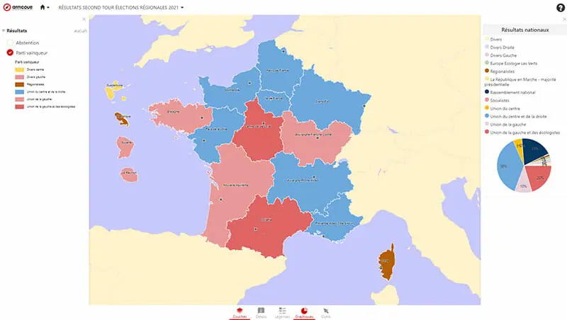 Carte du deuxieme tour de l’election régionale 2021