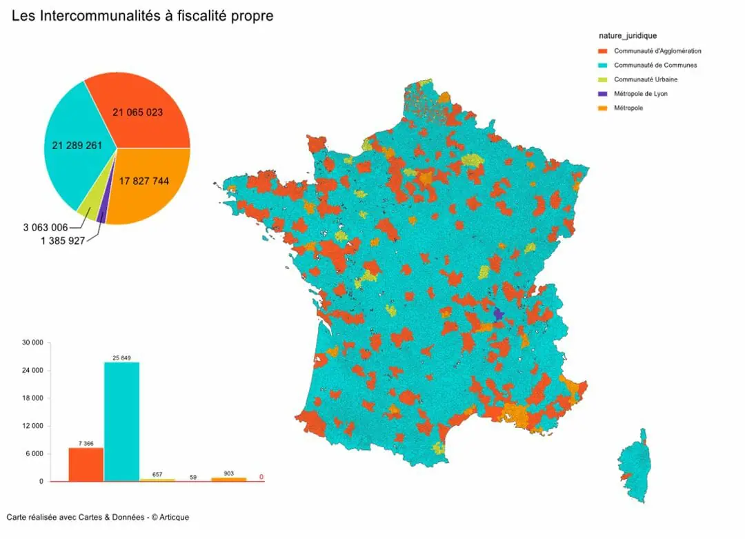 carte des intercommunalités à fiscalité propre en France
