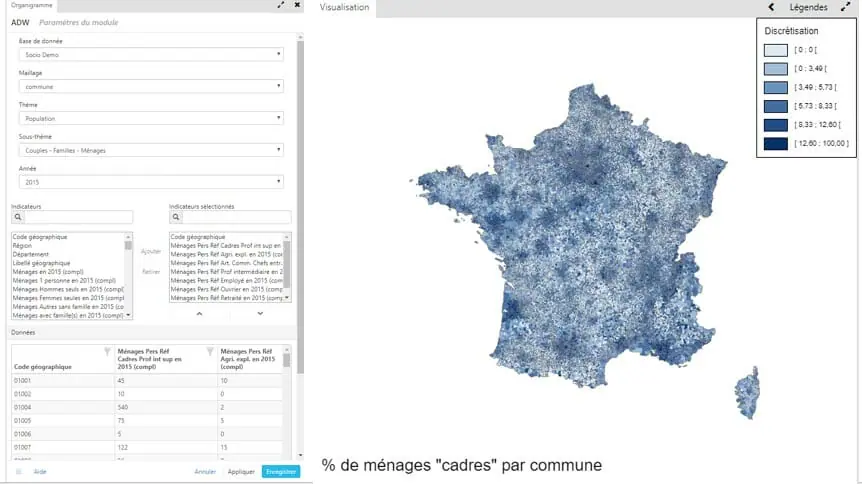 Exemple de discretisation sur une carte realisee avec cartes et donnees