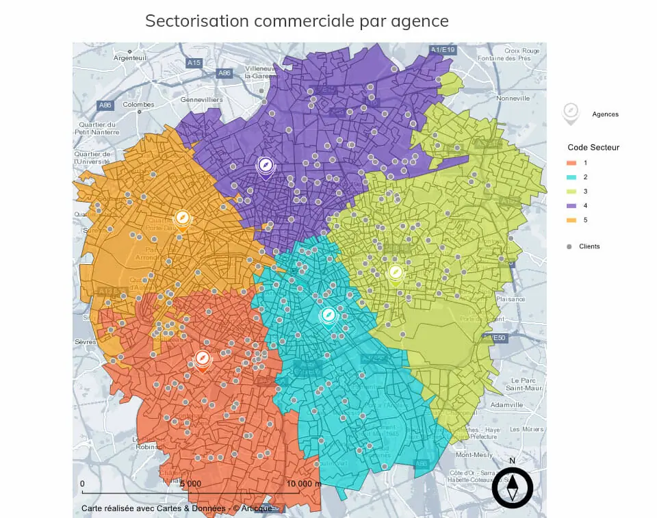 carte sectorisation de la force de vente articque