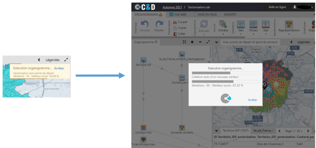 interface visuelle cartes & données Online