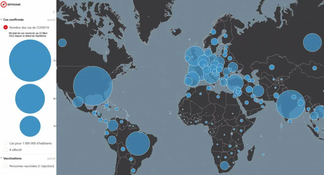 Carte mondiale de l’epidemie de coronavirus