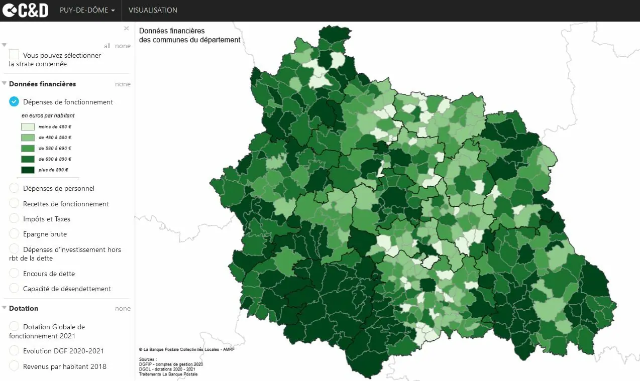 Dépenses de fonctionnement des communes du Puy-de-Dôme