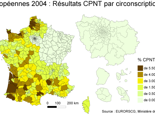 Elections européennes 2004 : score liste CPNT