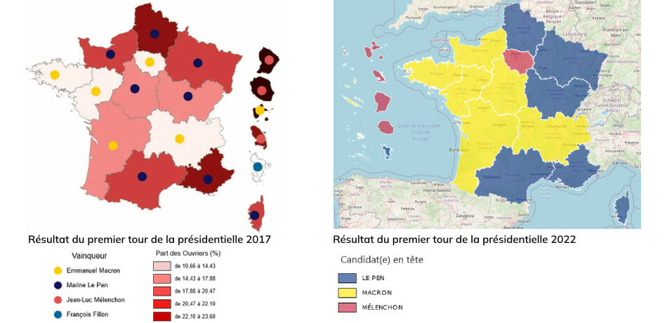 Comparaison des résultats du premier tour des présidentielles 2017 et 2022