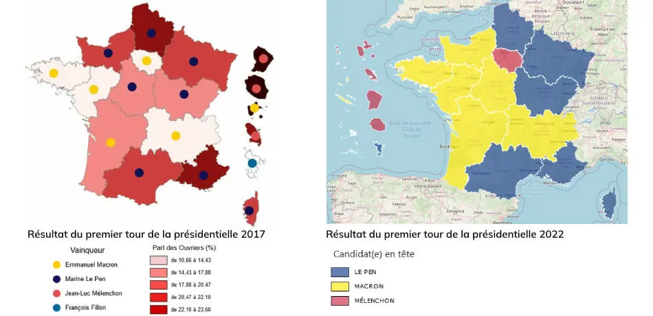 Comparaison des résultats du premier tour des présidentielles 2017 et 2022